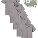 Heather Gray (5-Pack) 18 5-Pack School Uniform Tagless Polo Tshirt for Little Boys & Big Boys